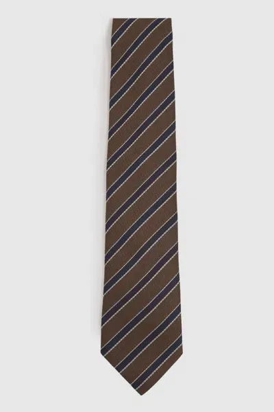 Reiss Tobacco/navy Textured Striped Tie