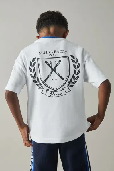 Reiss White Cotton-jersey Alpine Races-print T-shirt