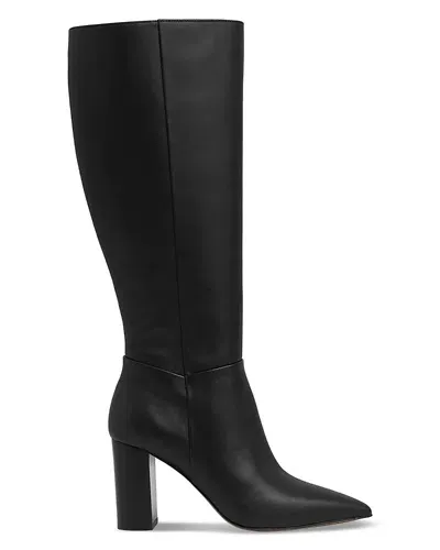 Reiss Black Bianca Block Heel Knee High Boots