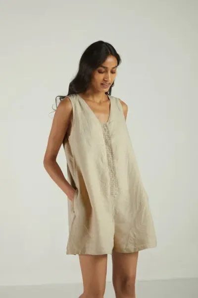 Reistor Romp And Play Romper In Beige