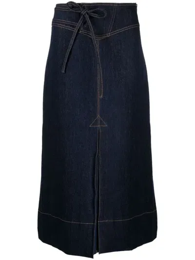 Rejina Pyo Boon Organic-cotton Denim Midi Skirt In Blue