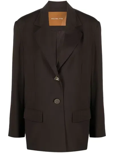 Rejina Pyo Karyn Single-breasted Wool Blend Blazer In Brown