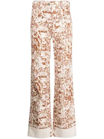 Rejina Pyo Nemy Renaissance-print High-rise Wide-leg Jeans In White