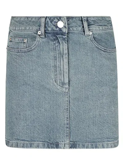 Remain Birger Christensen Classic Fitted Denim Skirt In Blue