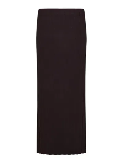 Remain Birger Christensen Fitted Midi Pencil Skirt In Brown