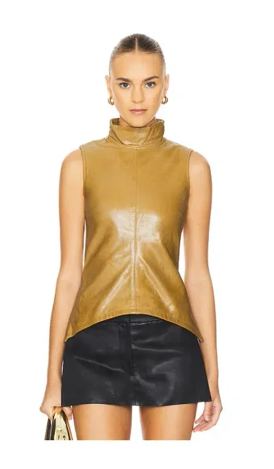 Remain Fitted Leather Top In Yellow