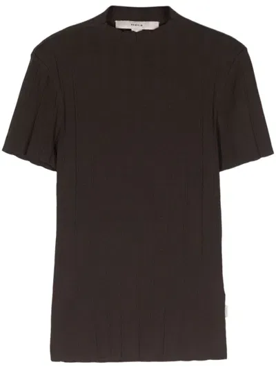 Remain High-neck Short-sleeve T-shirt In Brown