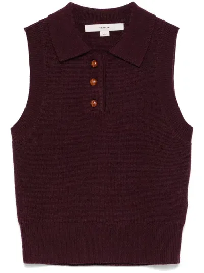 Remain Knitted Polo Top In Bordeaux