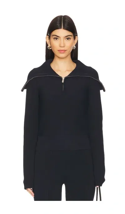 Remain Zipped Collar Sweater In Navy