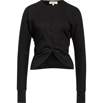 Renaissance Renaissance Polina Cotton Jersey Button-up Shirt In Black