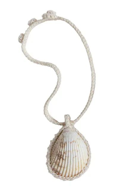 Renata.q Cardu Crocheted Seashell Pendant Necklace In Neutral