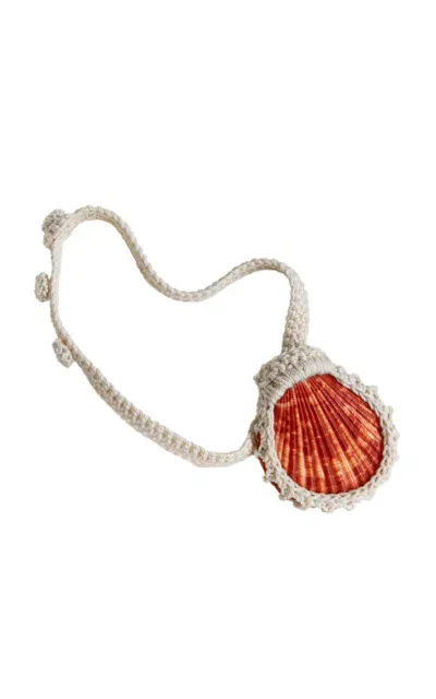 Renata.q Reeve Crocheted Seashell Pendant Necklace In Brown