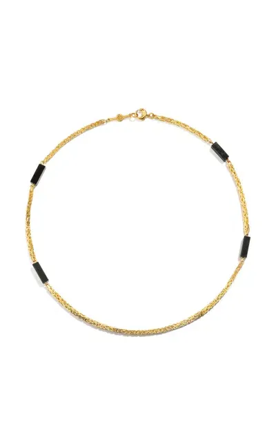 Renato Cipullo 18k Yellow Gold Onyx Byzantine Chain Necklace