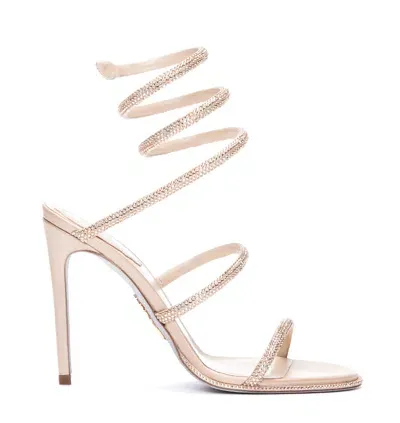 René Caovilla Cleo Leather Sandals With Gladiator Lace In Beige