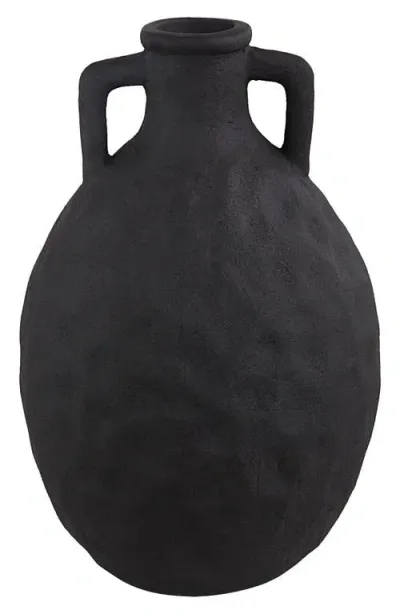 Renwil Fox Ceramic Decorative Vase In Black