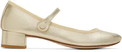 Repetto Gold Rose Mary Jane Heels In Bulle