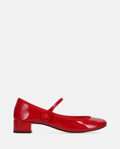 Repetto Rose Babies Patent Leather Mary Jane In Red