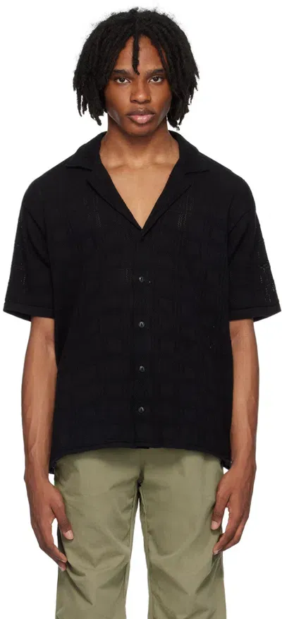 Represent Black Open Spread Collar Shirt