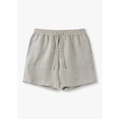 Resort Co Mens Linen Drawstring Shorts In Oatmeal In Beige Fabric