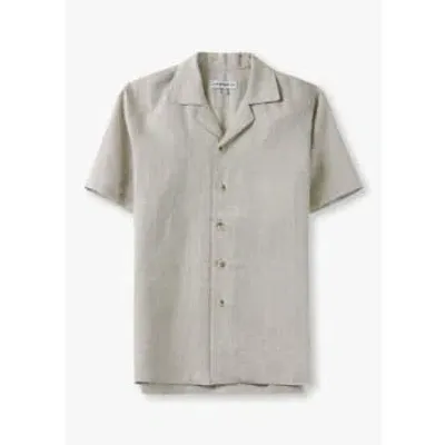 Resort Co Mens Linen Short Sleeve Shirt In Oatmeal In Beige Fabric