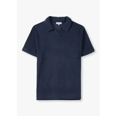 Resort Co Mens Terry Polo Shirt In Navy In Navy Fabric