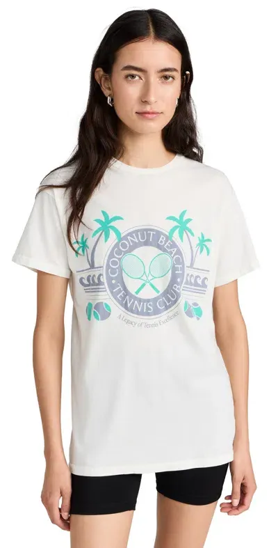 Retro Brand Coconut Beach Tennis Club Tee Antique White