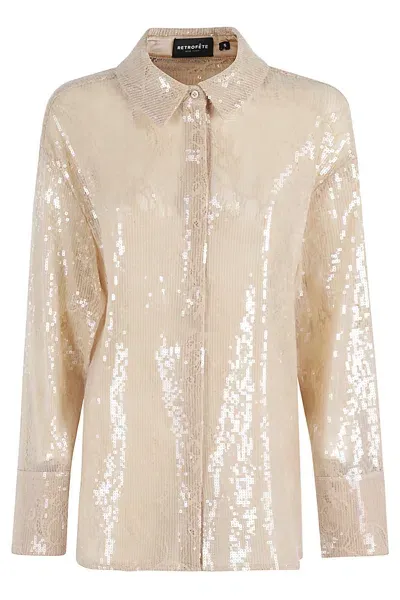 Retroféte Ariana Sequin Shirt In Nude