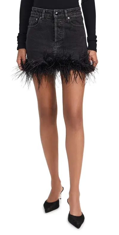 Retroféte Elvie Denim Skirt Black Feather