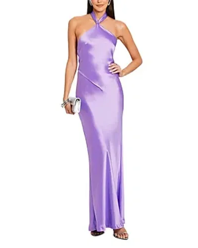 Retroféte Ester Satin Halter Dress In Wisteria