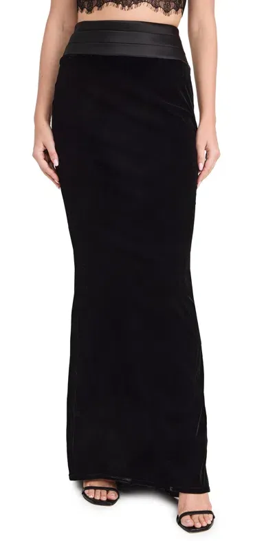 Retroféte Flora Velvet Skirt Black