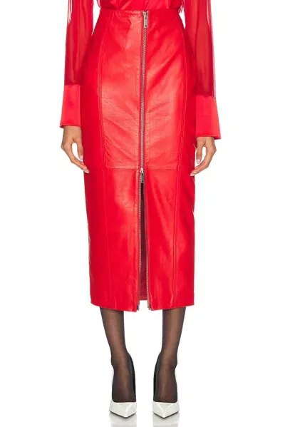 Retroféte Lonny Leather Skirt In Lipstick Red