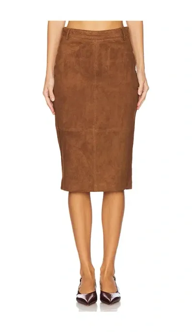 Retroféte Marcella Suede Skirt In Cinnamon