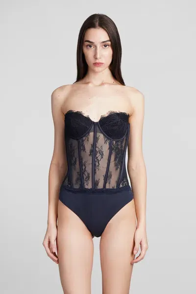 Retroféte Otto Lace Bodysuit In Blue