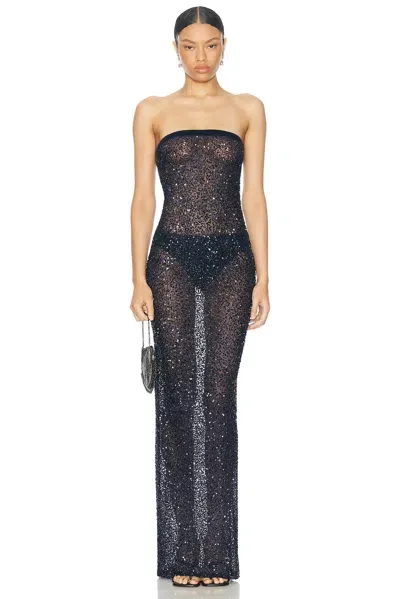 Retroféte Villy Sequin Gown In Navy