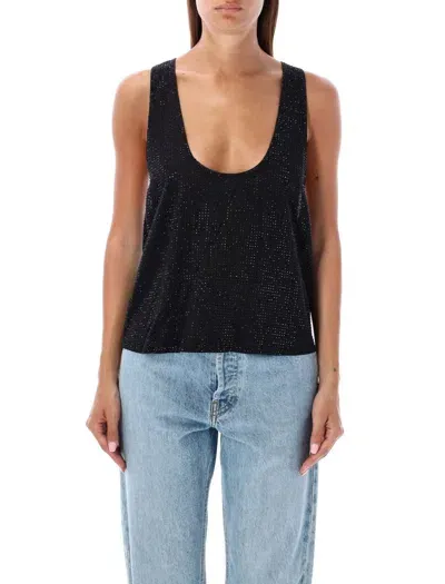 Retroféte Crystal Embellished Racerback Tank Top In Black