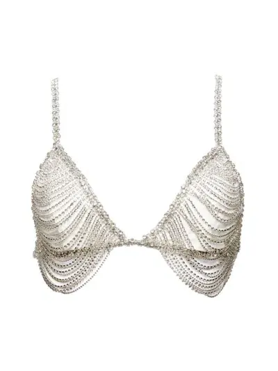 Retroféte Jetta Chain Bra In White Silver