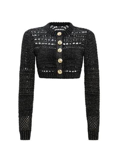 Retroféte Nico Cropped Cardigan In Black Gold