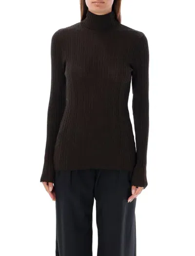 Rhea The Rib Roll Neck In Brown