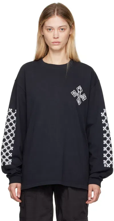 Rhude Black Cross Long Sleeve T-shirt In 2306 Vtg Black