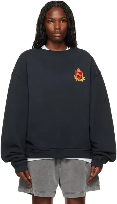 Rhude Black '' Crest Crewneck Sweatshirt In 2306 Vtg Black