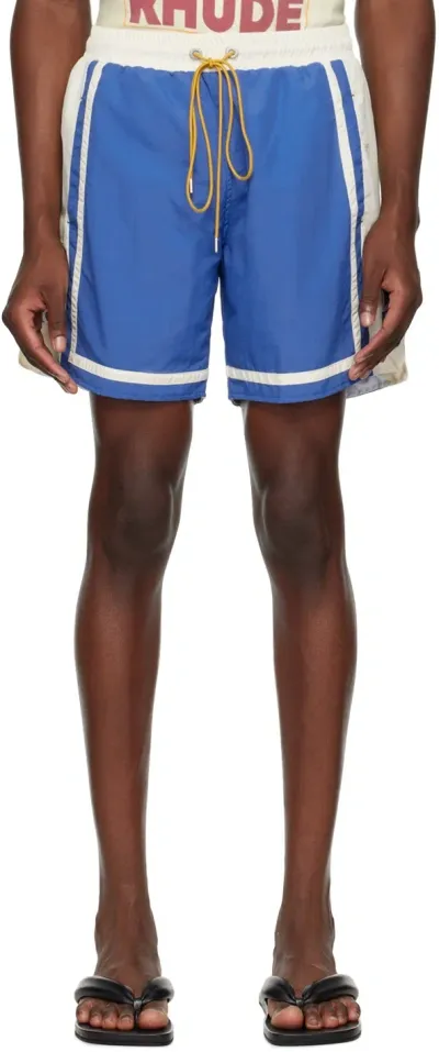 Rhude Blue & Off-white Moonlight Shorts In Cobalt Blue/offwhite