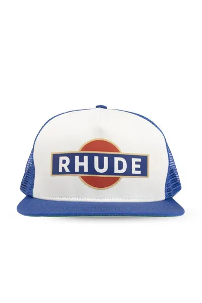 Rhude Racer Logo Cap In Blu Navy