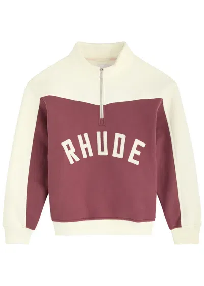 Rhude Chamonix Half-zip Cotton Sweatshirt In Maroon