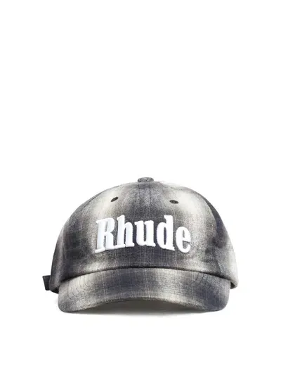 Rhude Logo Flannel 6-panel Hat In Negro