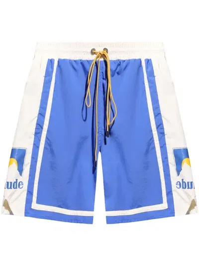 Rhude Logo-print Track Shorts In Blue