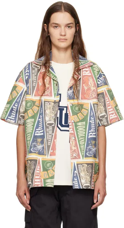 Rhude Multicolor Collegiate Flag Shirt In 0108 Multi