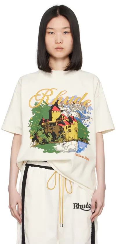 Rhude Off-white 'chateau Alpes' T-shirt In 0241 Vtg White