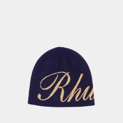 Rhude Script Beanie In Blue