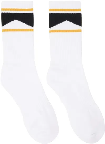 Rhude Ssense Exclusive White Chevron Logo Socks