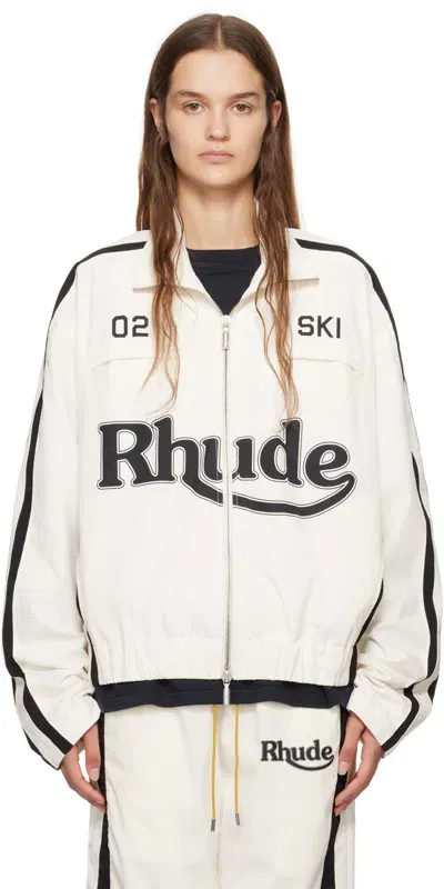 Rhude White & Black Ski Track Jacket In 0128 White/black